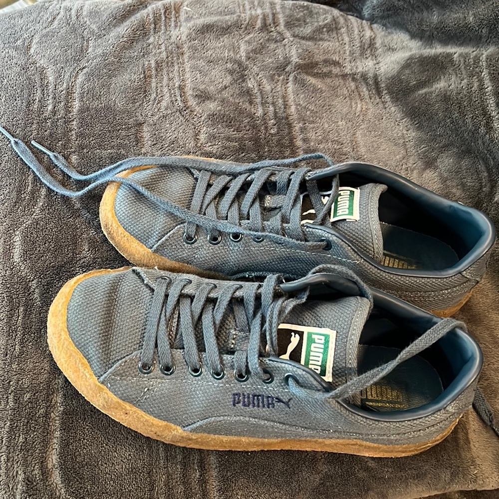 Puma Suede Crepe Canvas Lace Up  Mens Grey Sneakers Casual Shoes